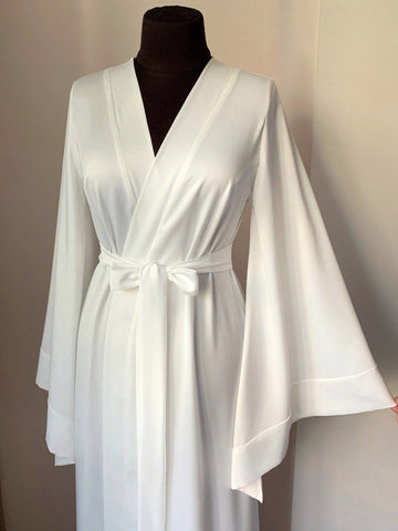 Long bridal robe kimono Ivory