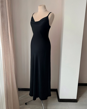 Black Floor Length Nightgown with Cowl
