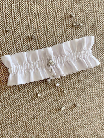 Wedding garter White Handmade