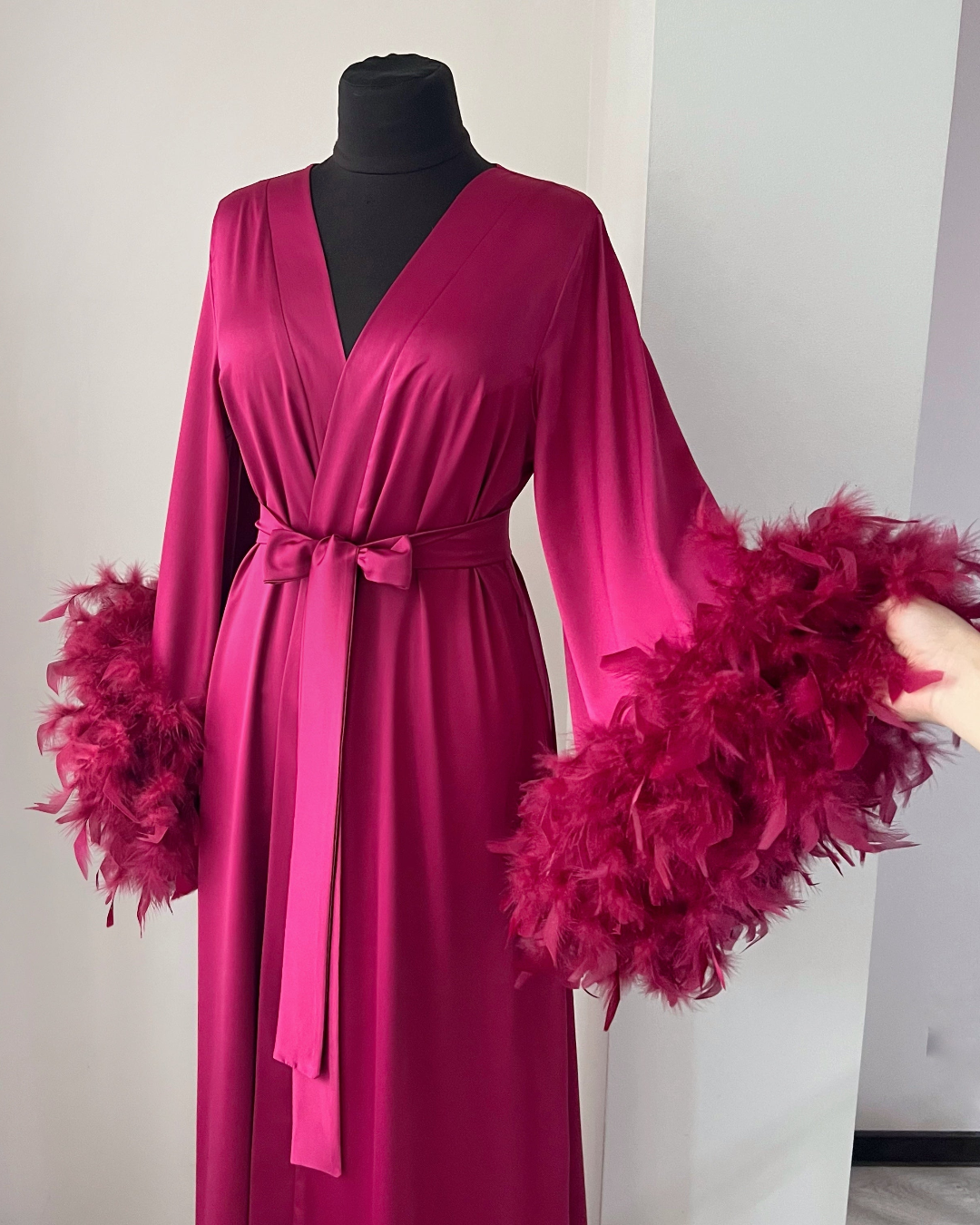 BellaDonnaUa Purple Robe with Ostrich Feathers Handmade