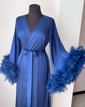blue feather robe long