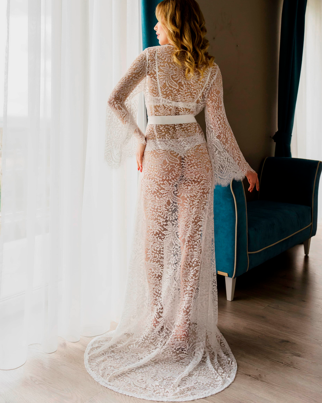 lace robe with train