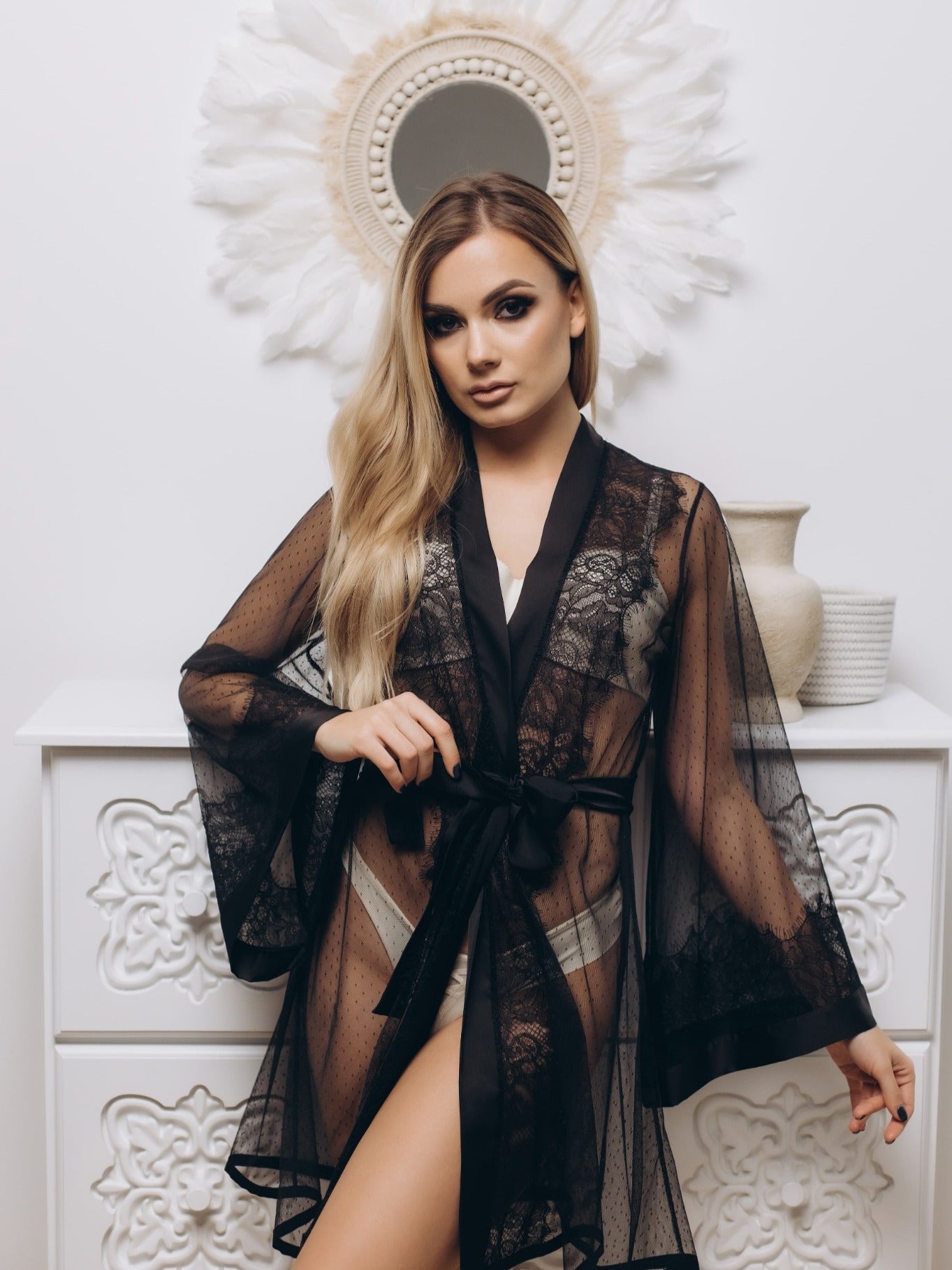 black sheer robe