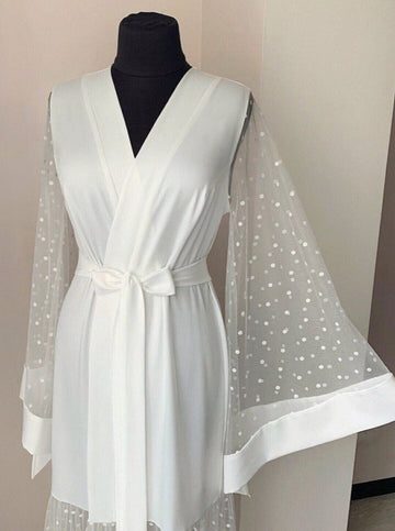 bridal robe polka tulle