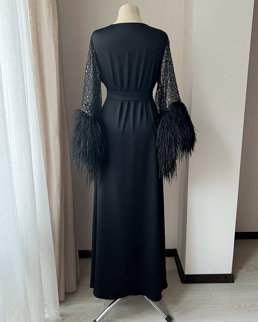 black feather kimono