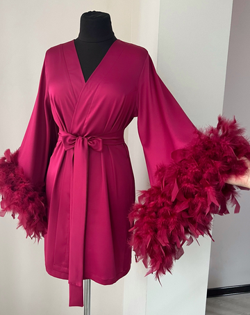 Feather robe for bride Cherry BellaDonnaUa