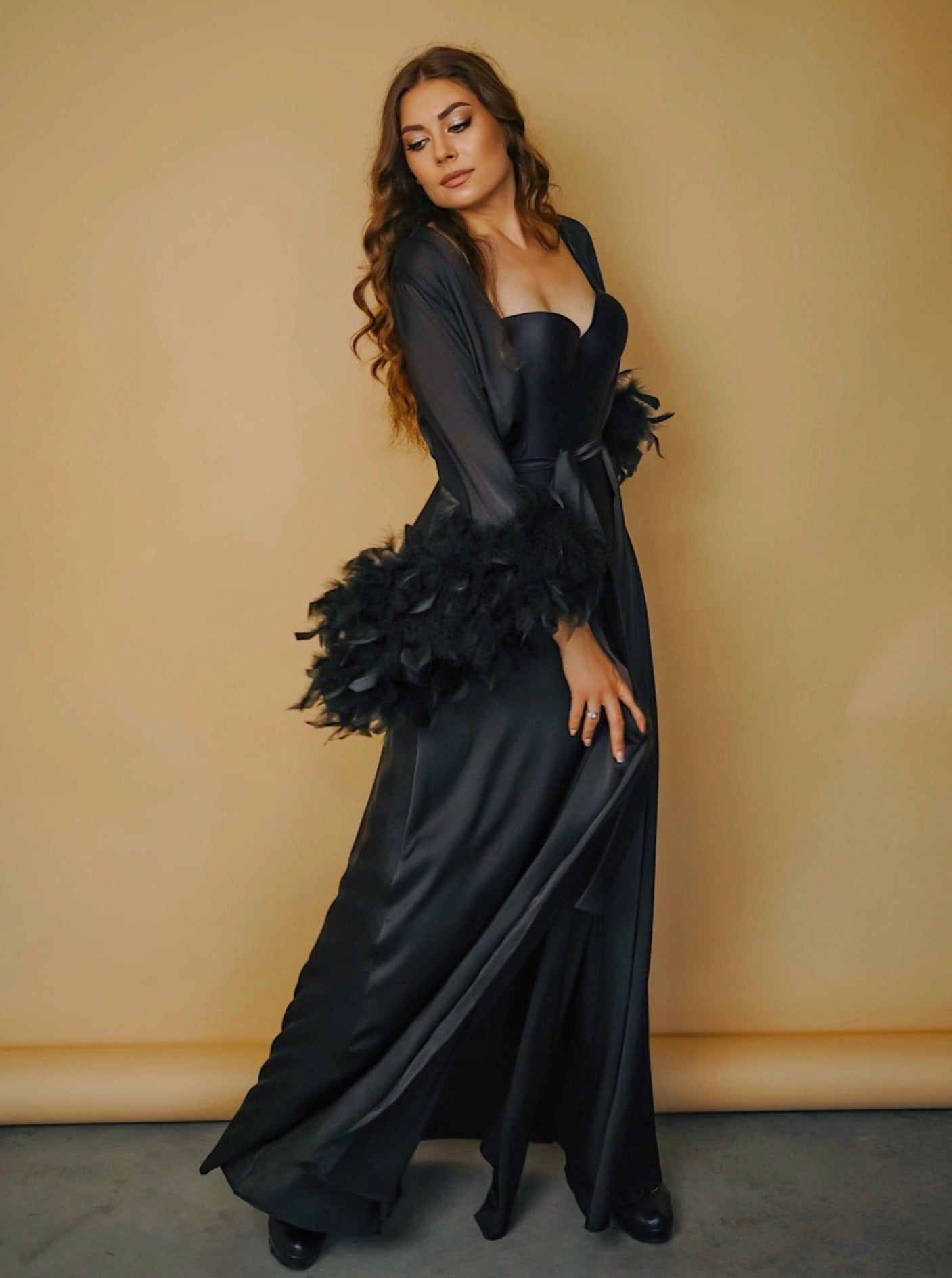 Black feather robe long Handmade | Bella Donna BellaDonnaUa Black feather robe long Handmade | Bella Donna BellaDonnaUa