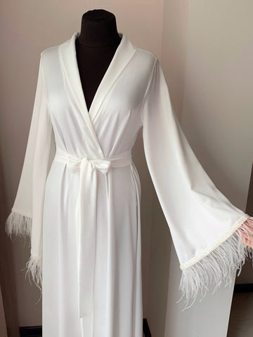 Ostrich feather bridal robe