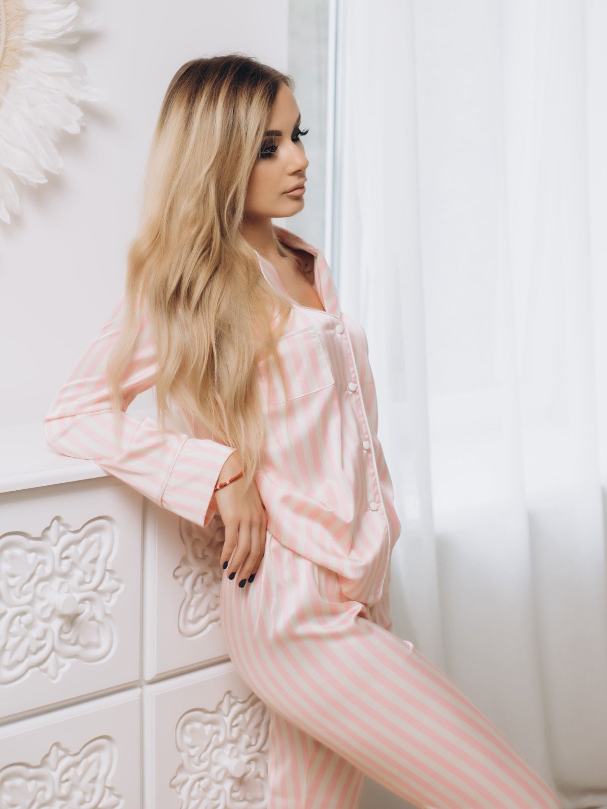 pajama set pink bride