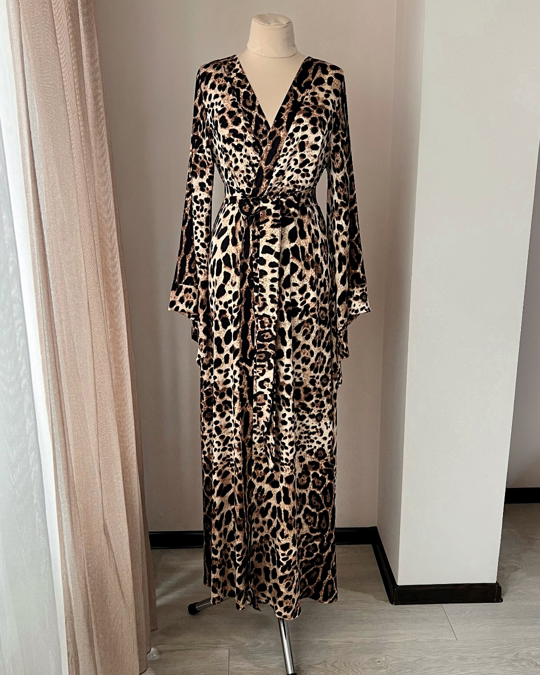 Leopard Kimono Robe satin
