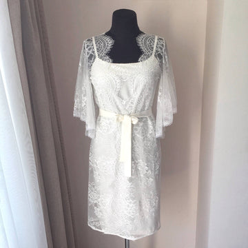 Lace wedding robe, sheer robe, lace kimono robe, bridal nightgown, wedding day robe, boudoir lingerie, lace dressing gown, dressing gown