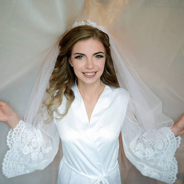 Long bridal robes, brides lace robe, lace wedding robe, wedding robe, bridesmaid robe, wedding day, lace bridal robe, kimono robe