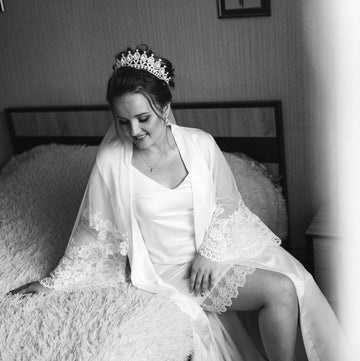 Long bridal robe and nightgown, robe with lace sleeves, bridesmaid robes, night dress, kimono robe, long sleeve bridal robe,