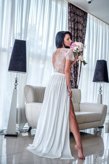 Long bridal robe with lace back, Long bridal robe, Long lace robe, Wedding day robe, Lace back, Sheer robe, Chantilly lace