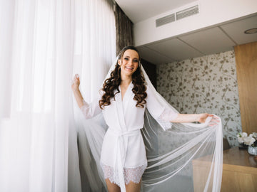 Bridal robe lace, wedding robe, lace sleeve robe, bridal dressing gown, bridal lingerie