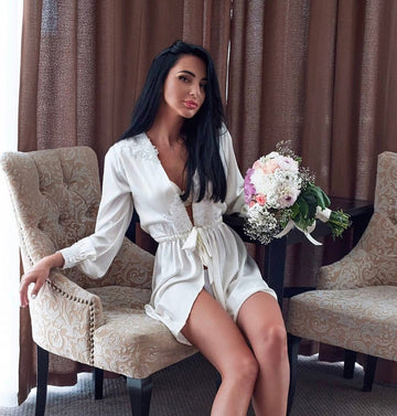 Bridal robe, wedding robe, long sleeves, wedding lingerie, gift for bride