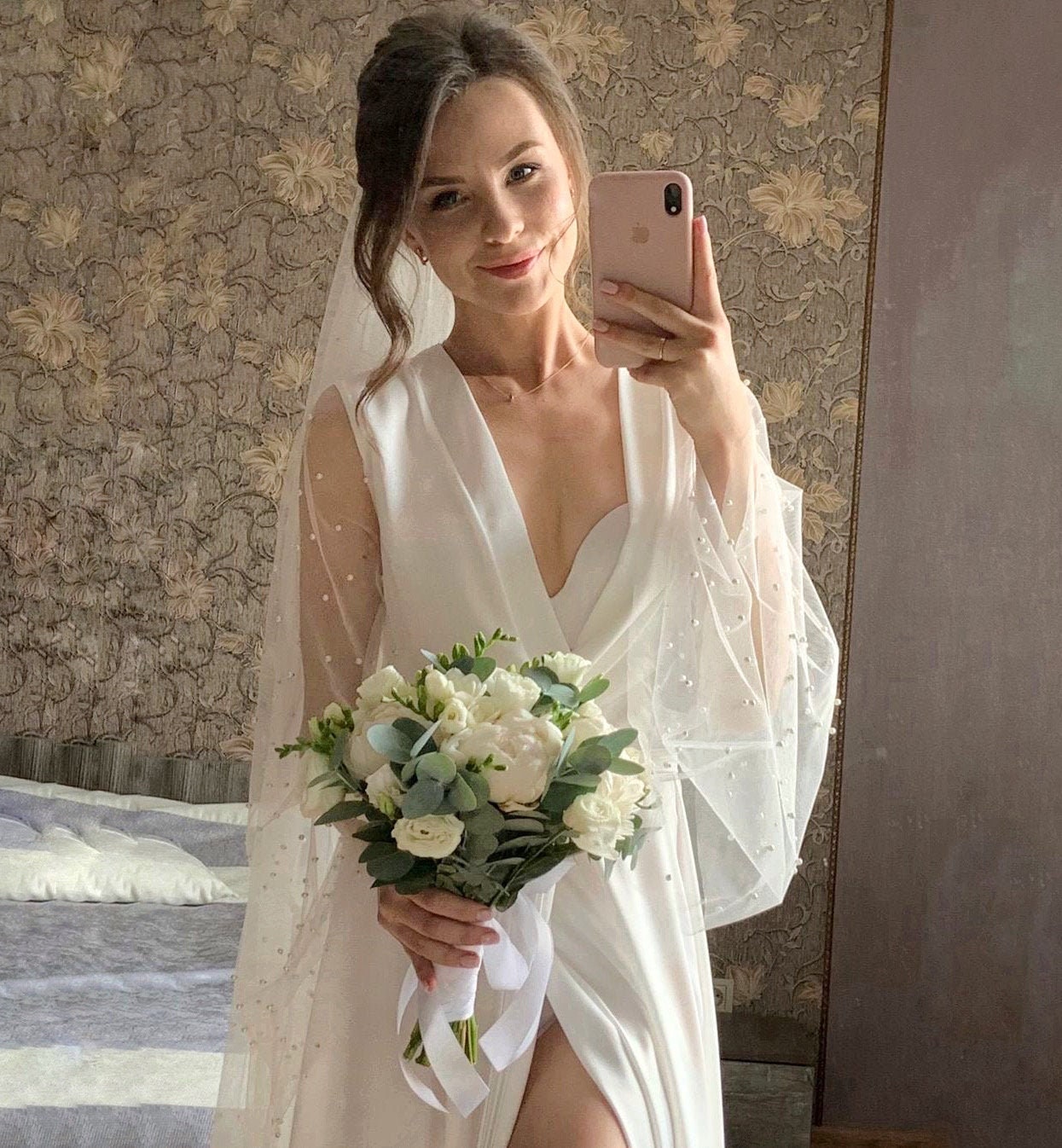 boho kimono wedding dress WEDDING DRESS , Kimono Sleeves Bohemian Style Bridal Dress With Lace Detail on Shoulder. Comfortable, Romantic and Simple Wedding Dress