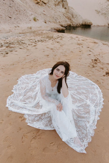 Lace robe with train, maxi wedding robe, sheer bridal robe, boudoir photo shoot, lace maternity robe