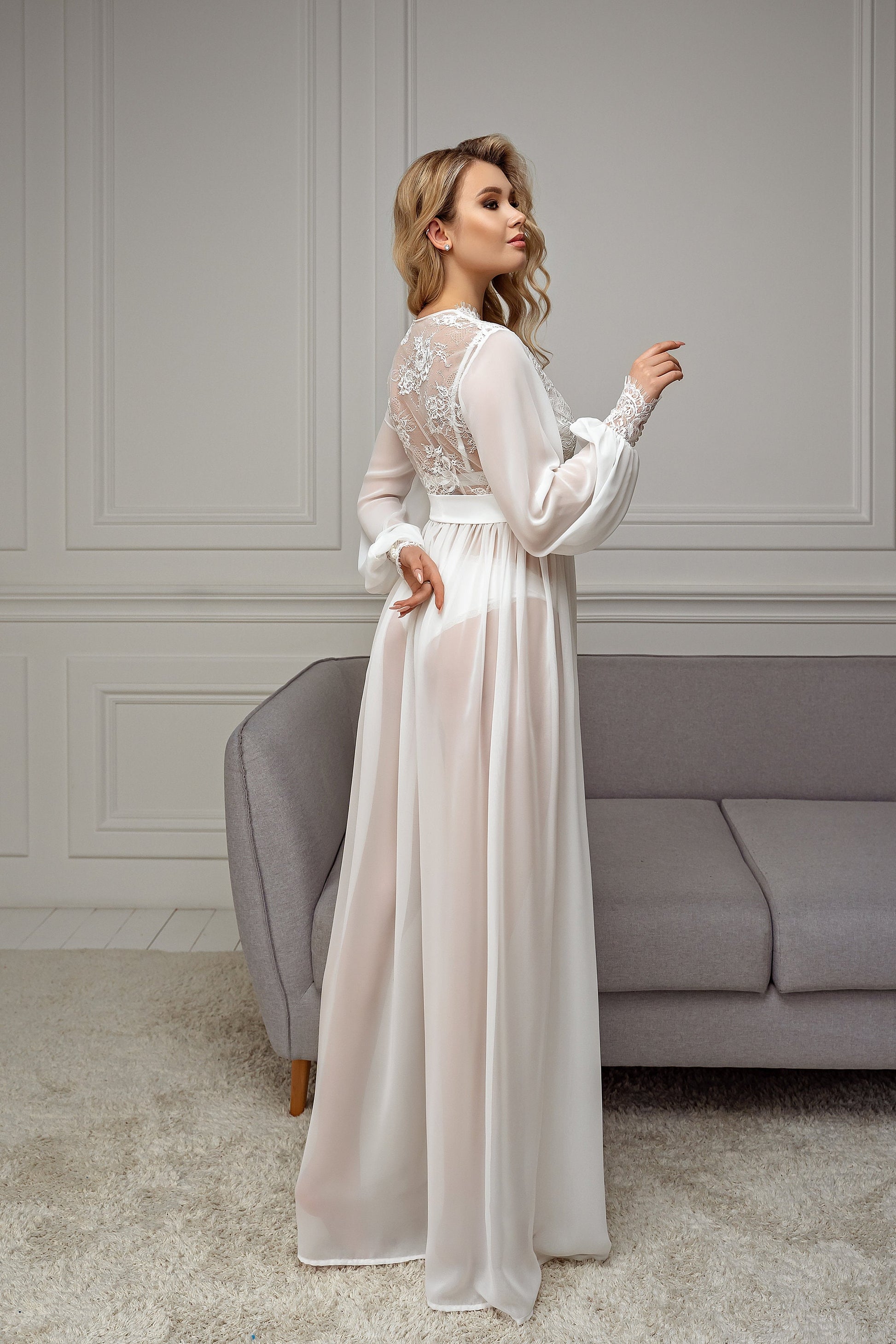 sheer back robe