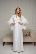 white feather robe
