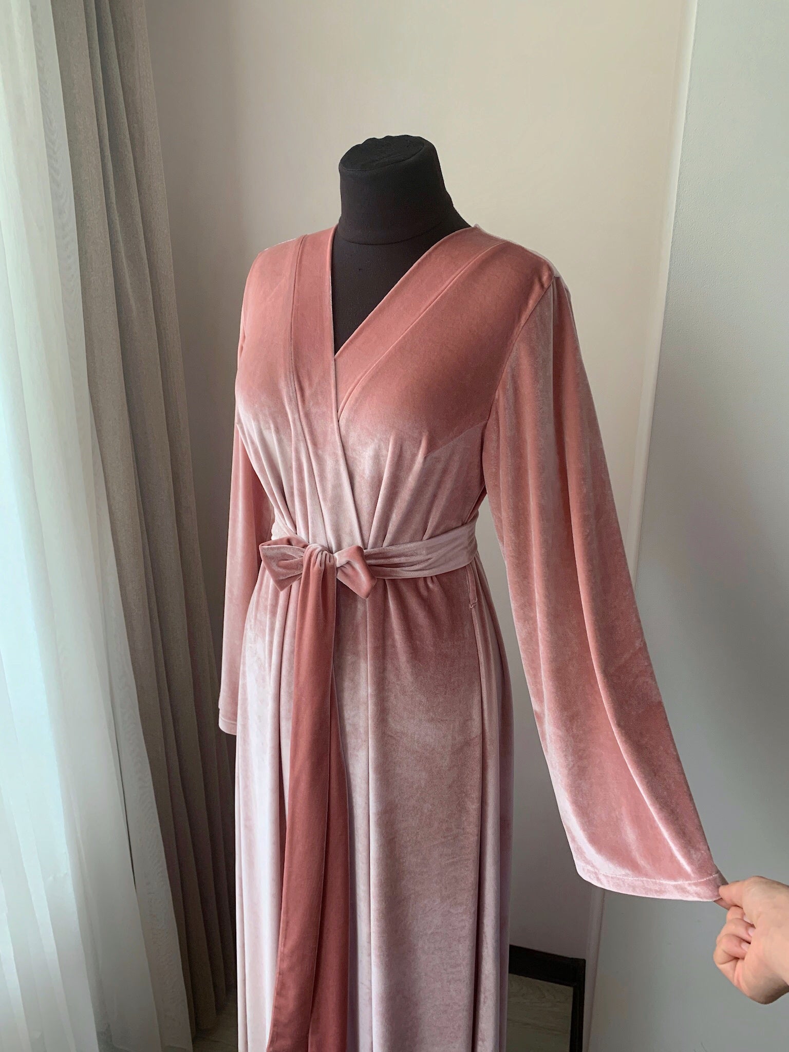 Velvet robe long for women