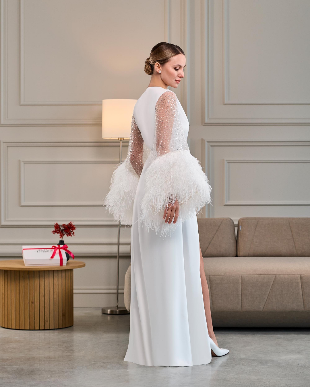 Glamorous Feather Robe Ostrich feather bridal robe Ivory | Handmade ️ – BellaDonnaUa