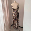 Leopard print nightgown with floor length hem and elegant satin finish