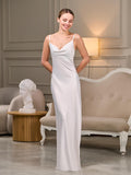 White satin maxi slip dress with cowl neck – BellaDonnaUa