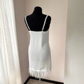 Bridal satin nightgown with adjustable straps and delicate ostrich feather trim