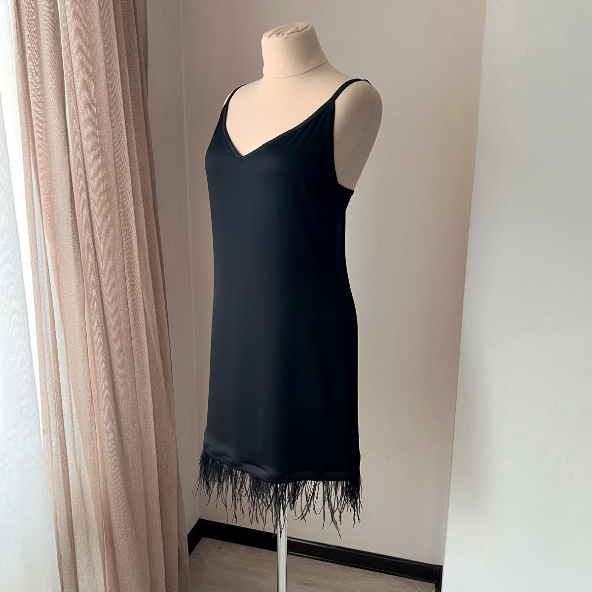 BellaDonnaUa handmade satin bridal nightgown with ostrich feather detailing