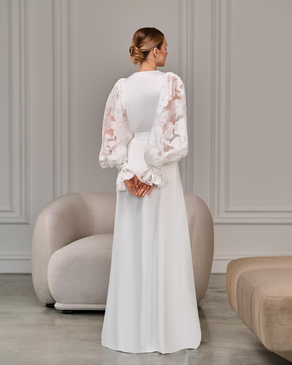 Ivory bridal robe with puff sleeves | Handmade ️ – BellaDonnaUa