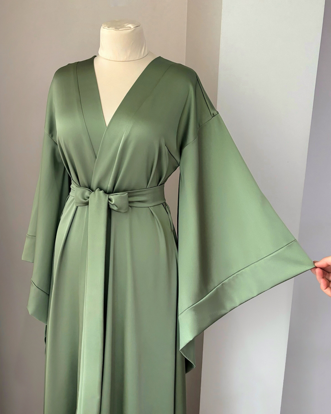 Gere Robe Olive green robe long for bride | Handmade ️ – BellaDonnaUa