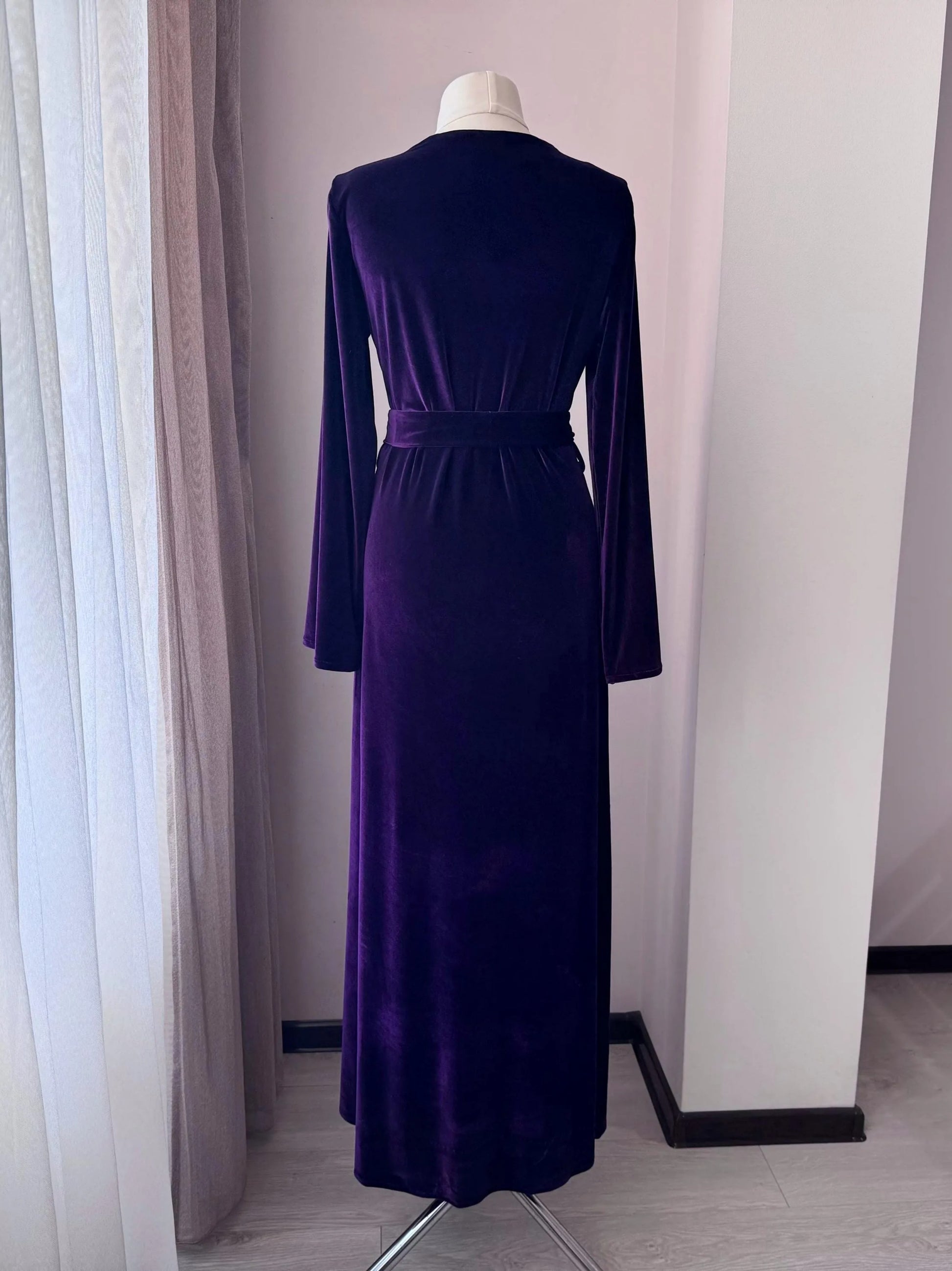 Luxury long purple velvet robe for women, L-XL / 70 Luxury long purple velvet robe for women, L-XL / 70