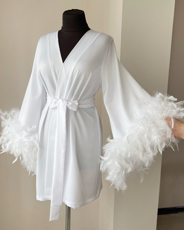 White feather robe for bride Handmade