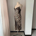 Leopard print satin nightgown with spaghetti straps – part of the robe and nightgown set