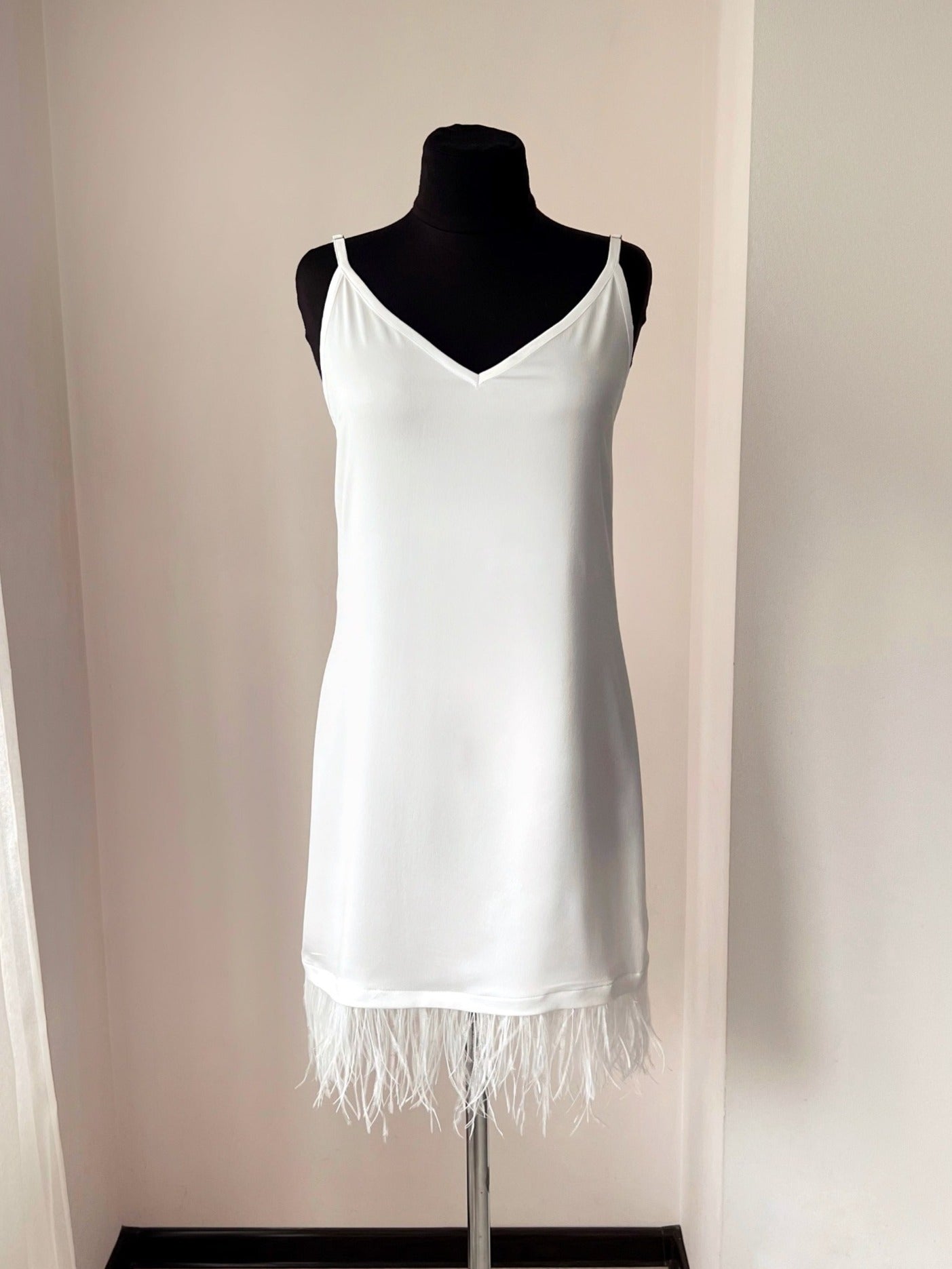 ostrich feather nightgown white
