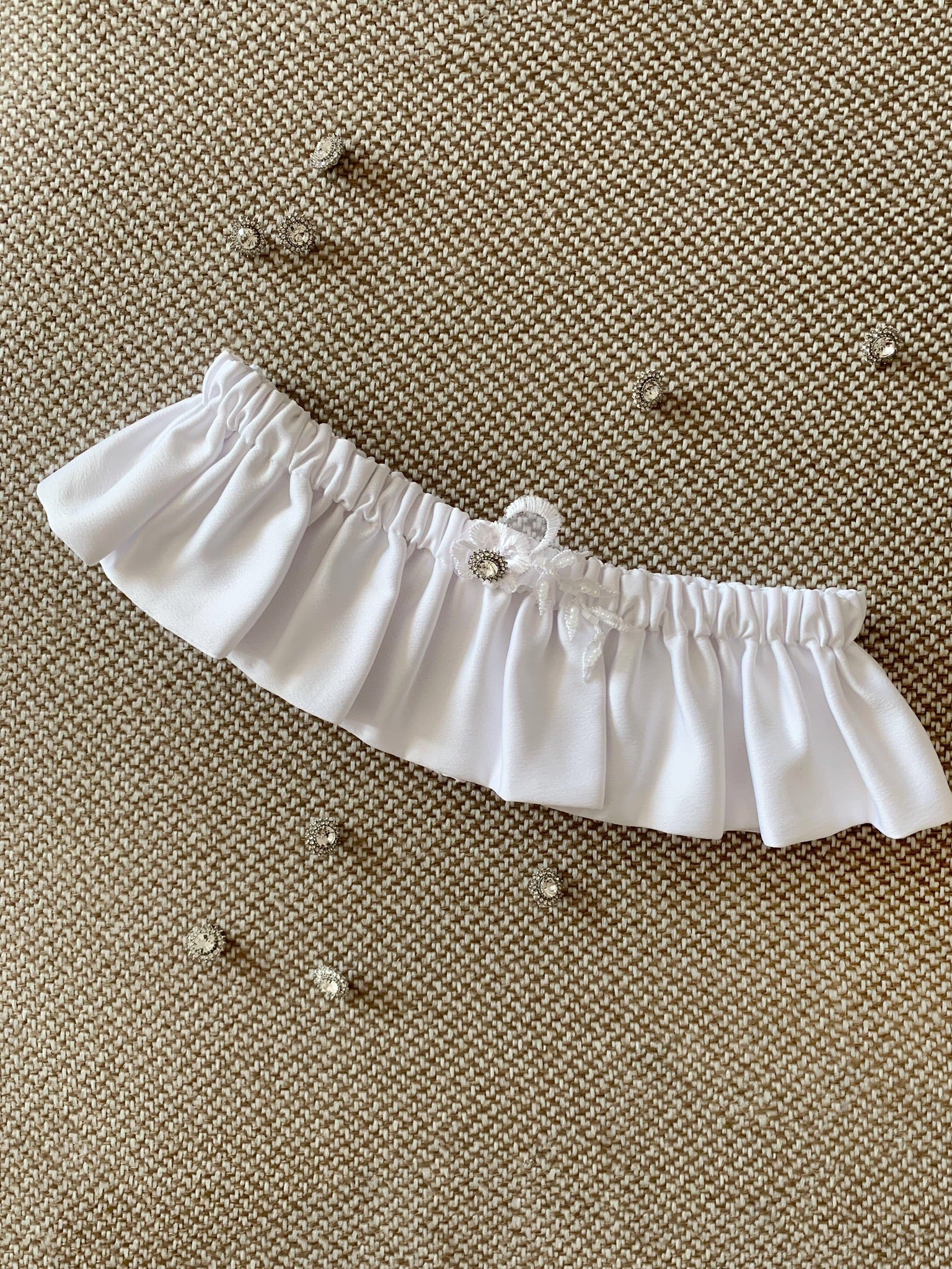 Wedding leg garter White Handmade