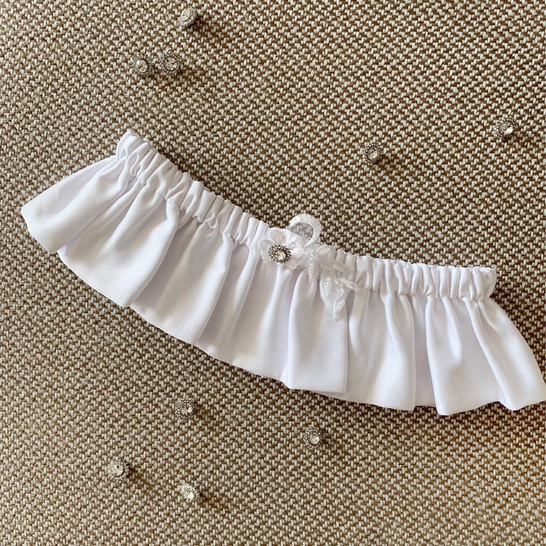 Wedding leg garter White Handmade