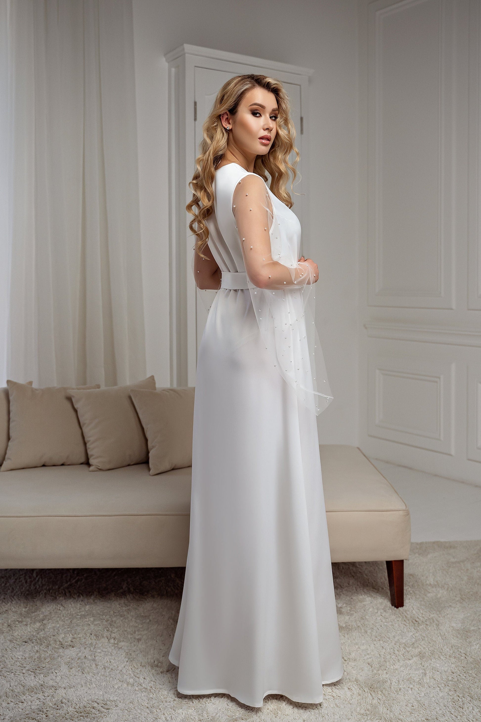 pearl robe bridal