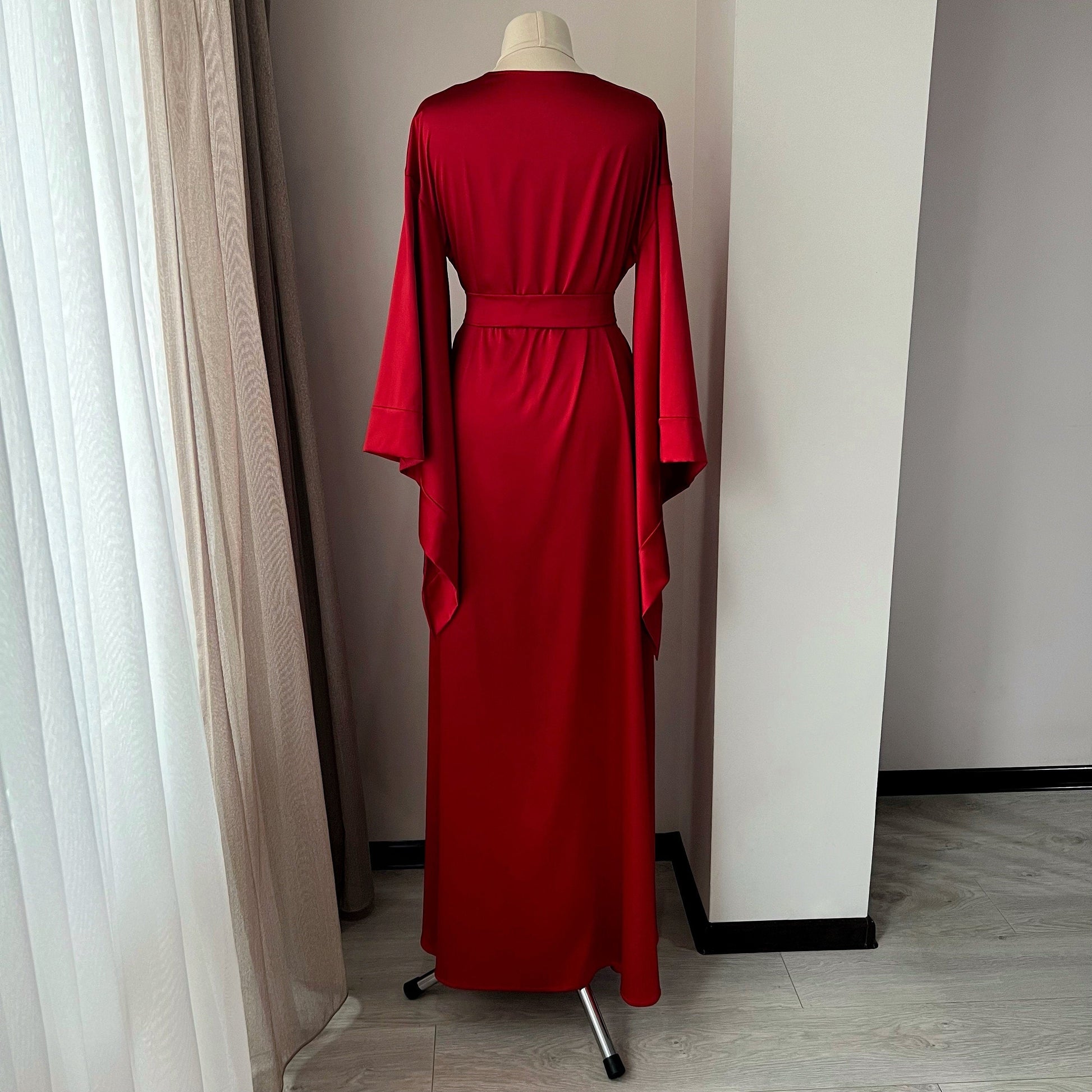 Exquisite red floor-length Kimono robe | Handmade ️ – BellaDonnaUa
