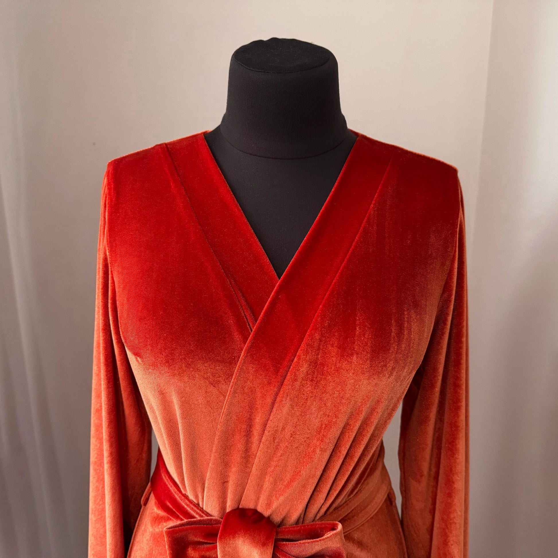orange velvet dressing gown Burnt Orange Velvet Bridesmaid Dress Mermaid Floor-Length
