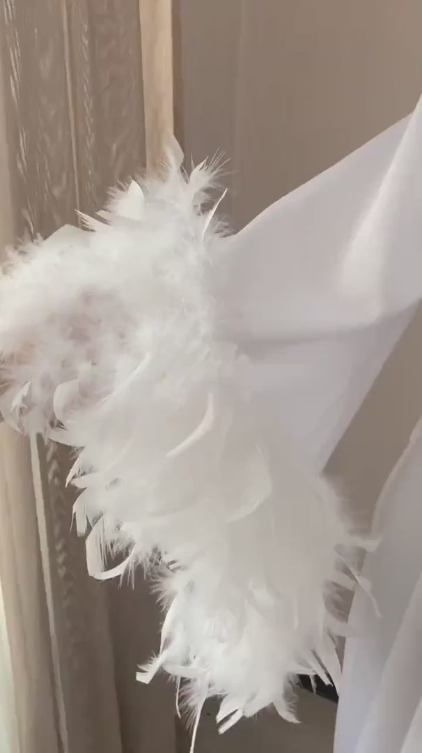 bridal robe with feathers