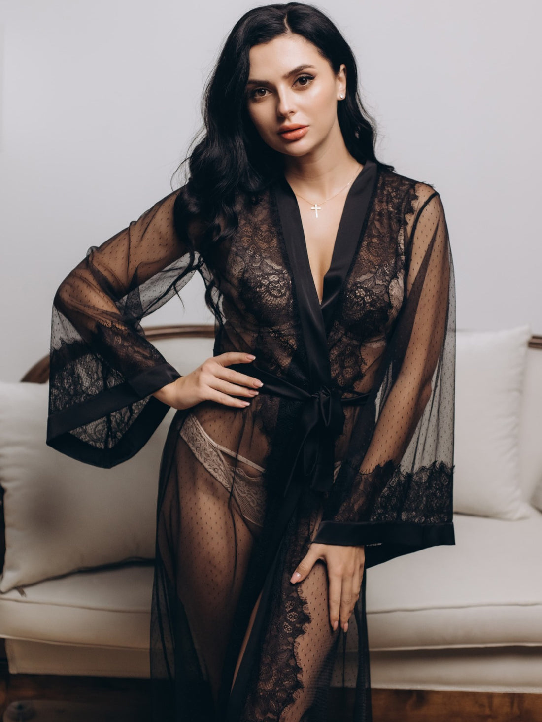 Sheer robe black