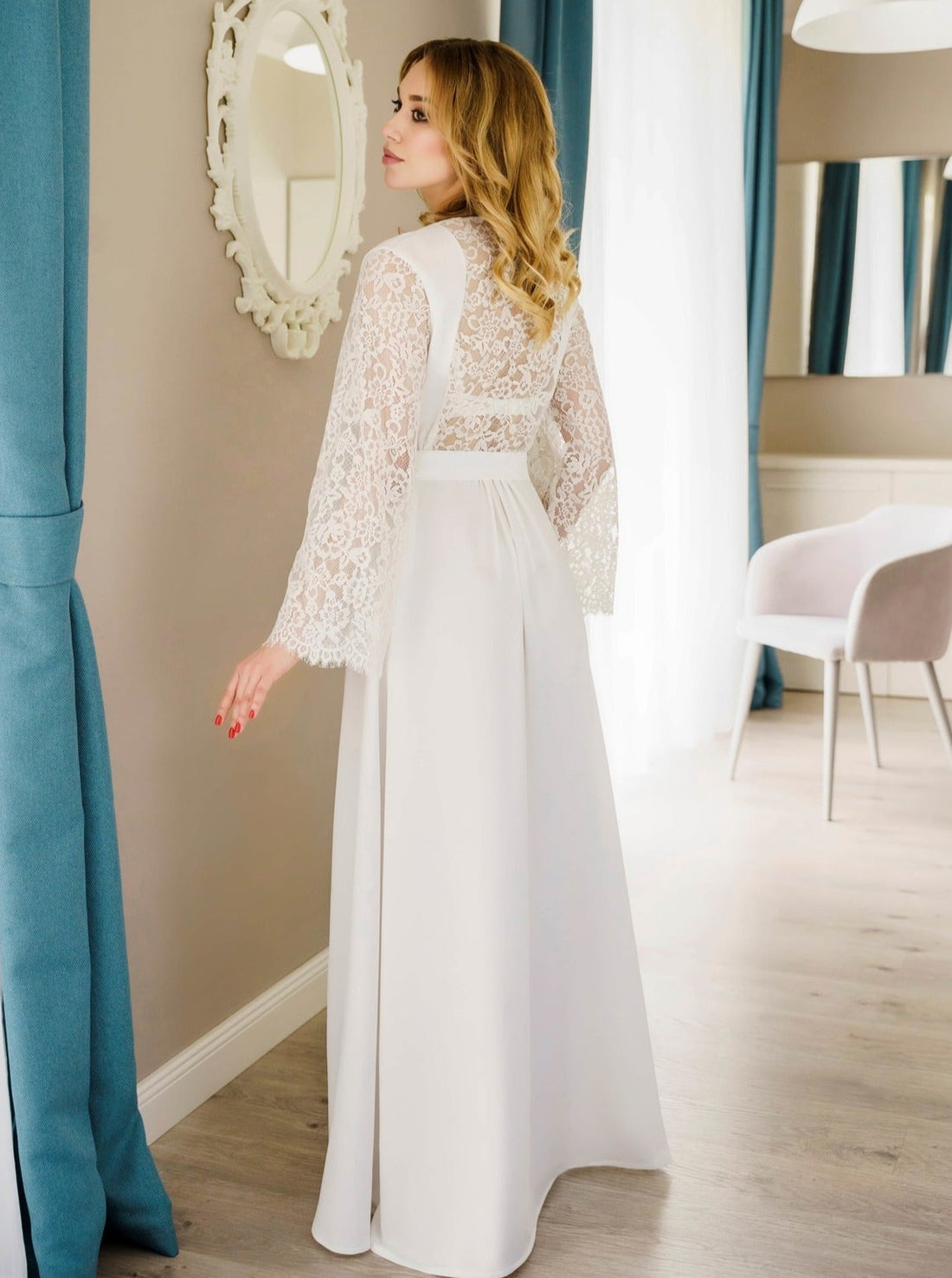 lace back robe long