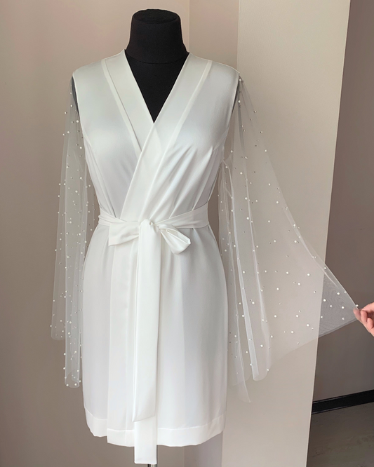 Pearl bride robe short