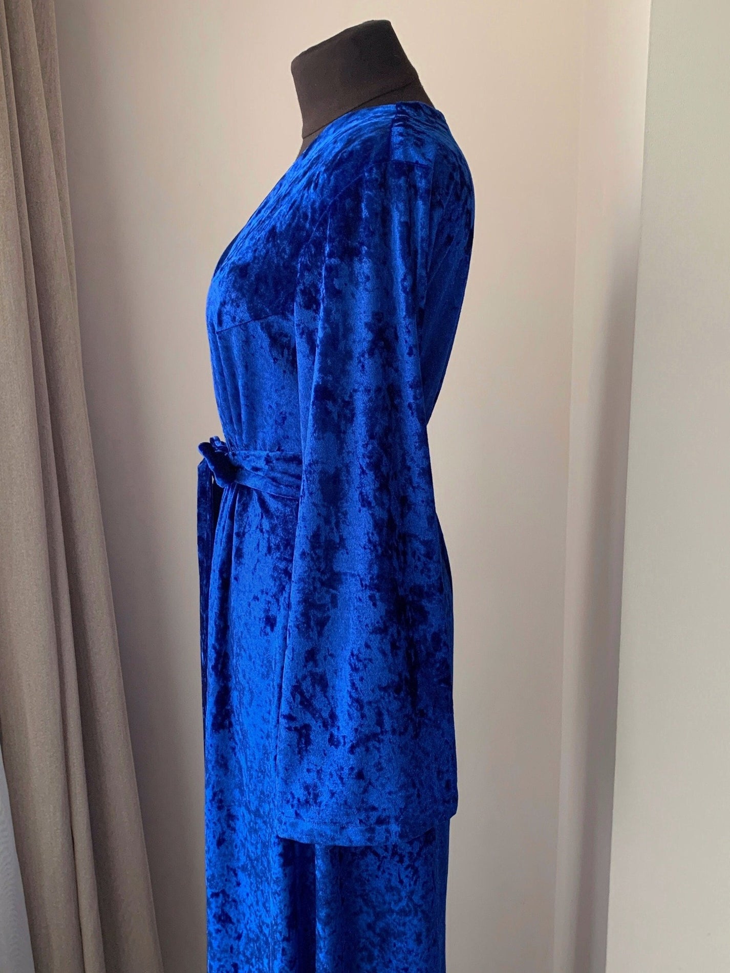 Velvet Velour Robe Blue Women Belladonnaua Handmade ️ 