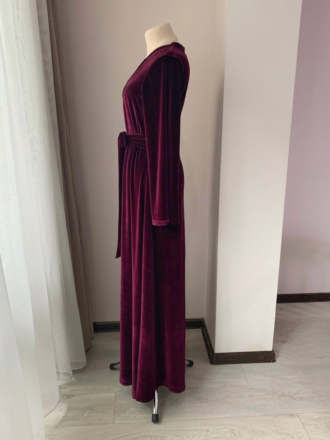 Burgundy velvet robe | Handmade kimono robe – BellaDonna – BellaDonnaUa