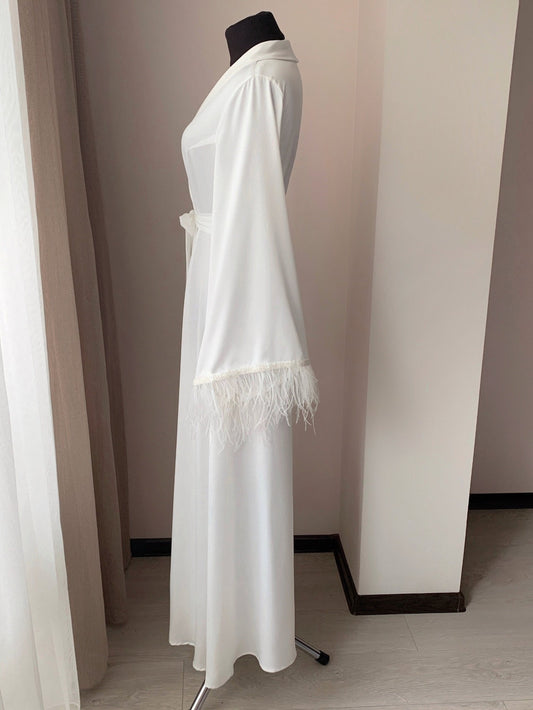 Ostrich feather bridal robe Handmade