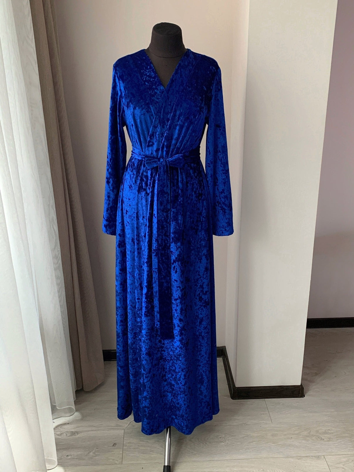Velvet Velour robe blue women | BellaDonnaUa Handmade ️