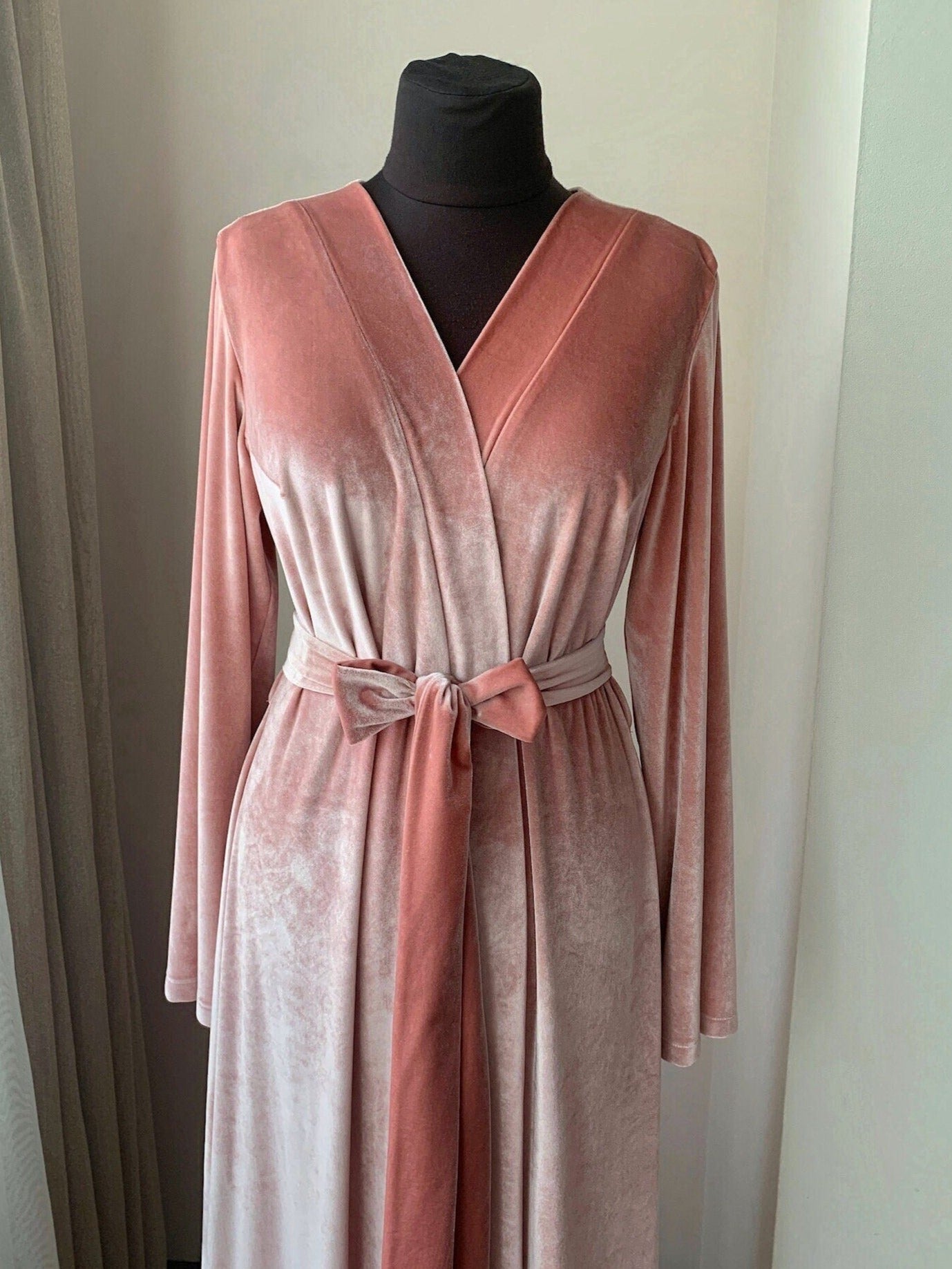 Long velour robe pink Bridesmaids robes 👰‍♀️